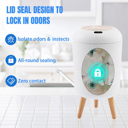 Smart Sensor Trash Can with Wooden Base