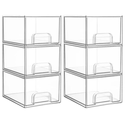 2-Piece/4-Piece/6-Piece/8-Piece Set of Transparent Stackable Storage Drawers, Multifunctional Cosmetic Desktop Pull-Out Storage Boxes Suitable for Cosmetics, Dressing Tables, Bathrooms, Sinks, Kitchen Cabinets, and Home Organ