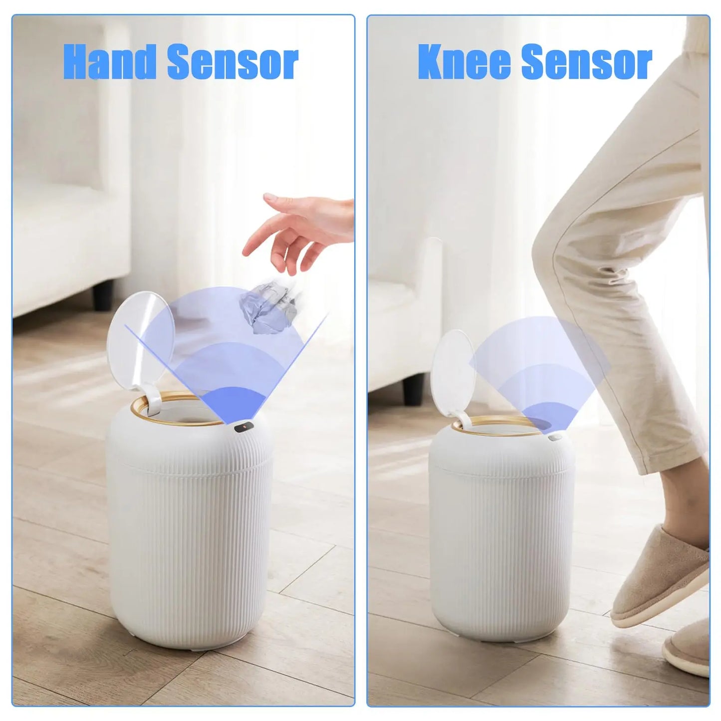 Smart Sensor Trash Can with Wooden Base