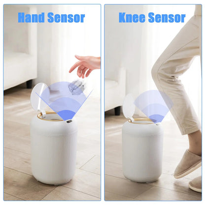 Smart Sensor Trash Can with Wooden Base