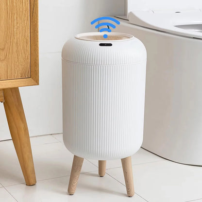 Smart Sensor Trash Can with Wooden Base