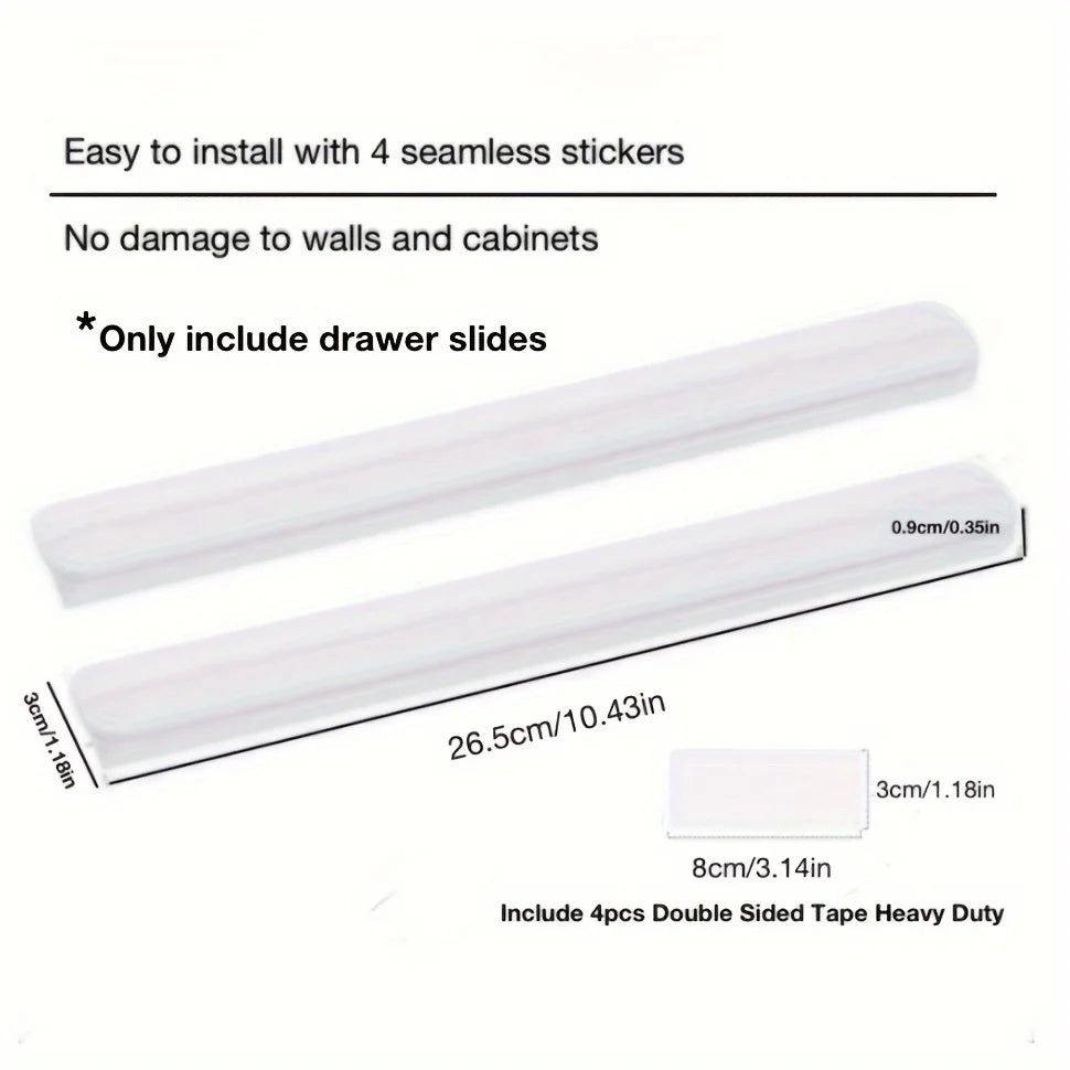 2pcs Self Adhesive Slide Rails, Storage Box Rails, Upgrade Your Drawers With Telescopic Rail Accessories - DIY Drawer Rails
