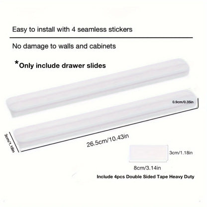 2pcs Self Adhesive Slide Rails, Storage Box Rails, Upgrade Your Drawers With Telescopic Rail Accessories - DIY Drawer Rails