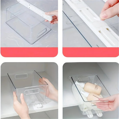 2pcs Self Adhesive Slide Rails, Storage Box Rails, Upgrade Your Drawers With Telescopic Rail Accessories - DIY Drawer Rails