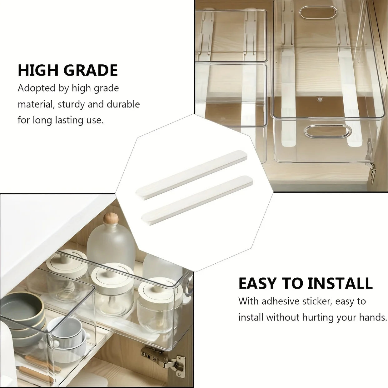 2pcs Self Adhesive Slide Rails, Storage Box Rails, Upgrade Your Drawers With Telescopic Rail Accessories - DIY Drawer Rails